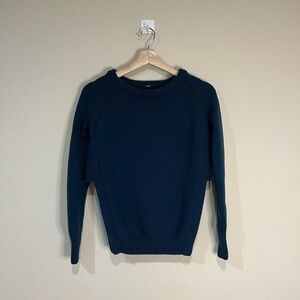 Lululemon Yin To You Sweater Alberta Lake Blue Side Slits 100% Wool Size 4 Women